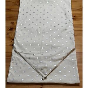 Pottery Barn Velvet Hoilday Table Runner with Silver polka dots and bells at end